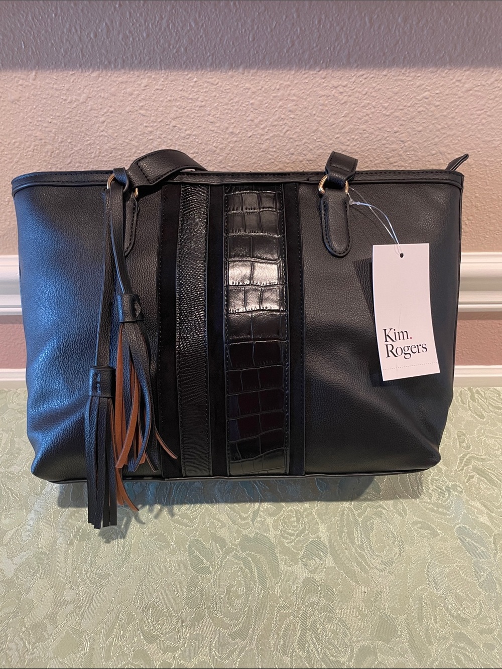 Kim Rogers Black Tote with Tassel Detail